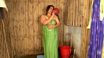 Big beautiful woman aunty takes bath & exposes breasty assets