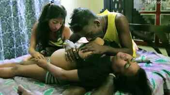 Sensational Hindi Hot Threesome Sex: Indian Boyfriend Fucked His Girlfriend Infront Of Sister In Law