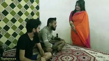 Experience the Ultimate Indian Hot Xxx Threesome with Aunty and Two Young Boys - Clear Hindi Audio