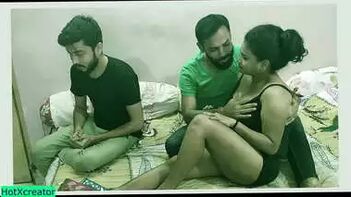 Hot Desi Threesome: Indian Brother Shares Girlfriend With Virgin Boy, Fucking With Clear Hindi Audio