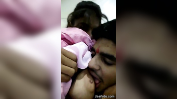Sensuous Desi Girl Boobs Sucking Session with Her Lover!