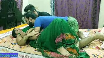 A Desi Hot Milf Aunty's Forbidden Love: Fucking Two Brothers and Nokrani with Dirty Audio