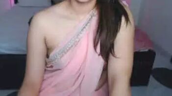 Desi Sex: Hot Cousin in Transparent Saree Flaunts Milky White Boobs and Talks Dirty