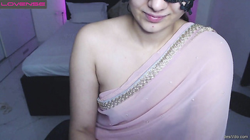 Desi Sex: Hot Cousin in Transparent Saree Flaunts Milky White Boobs and Talks Dirty