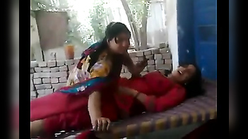 Village Girls' Hot Lesbian Smooch: Desi Sex Masti Outside Home