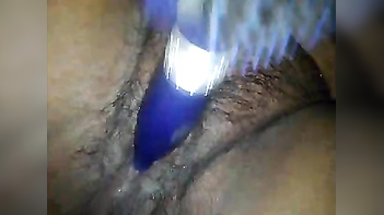 Desi gal masturbating with hair brush front of webcam