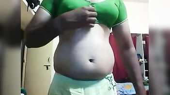 Desi aunty stripping in front of webcam for hubby