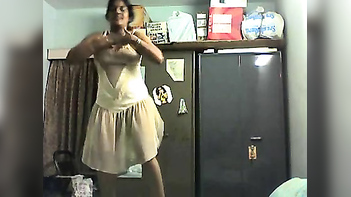 Sexy aunty in transparent dress masturbates