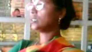 Satin Saree Aunty