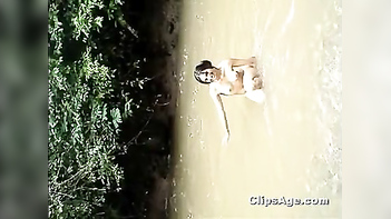 Hawt Indian desi gal Nirupam expoising herself nude in river for her paramour guy