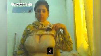 Beautiful Punjabi wife made to show boobs by her hubby on skype for her swinger ally