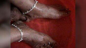 Aunty gets feet washed by horny husband