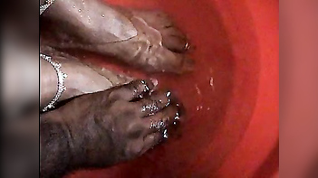 Aunty gets feet washed by horny husband