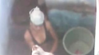 Neighbor Tamil beauty voyeur movie scene captured from second floor whilst she dress up