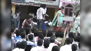 Local Indian girls from Andhra Pradesh dancing vulgar on stage movie