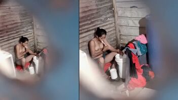 Shocking Video: Naked Village Bhabhi Caught on Camera Taking a Bath by Her Brother-in-Law!