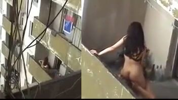 Kinky Desi Couple Caught in Wild Fling on Balcony - Neighbour Captures X-Rated Scene