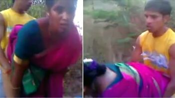 XXX Desi Viral Video: Village Aunty Caught in Steamy Act with Young Boy, Son Films It
