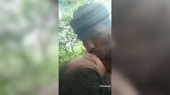 Mustached Indian Lovelace Caught Kissing Bhabhi in Outdoor Video