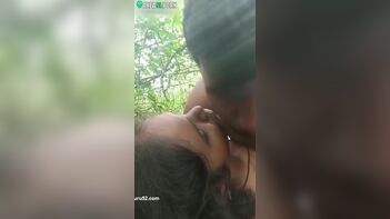 Mustached Indian Lovelace Caught Kissing Bhabhi in Outdoor Video