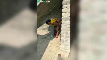 Mustached Man Caught in the Act of Passionate Lovemaking with Indian Lover from Behind