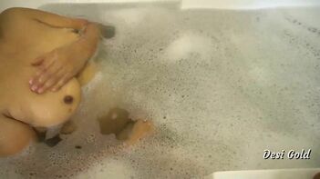 Sensational Story: Bhabhi's Solo Bathtime Masturbation with Saggy Titties