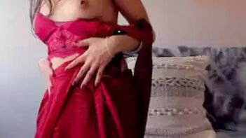 Desi Girl Flaunts Her Curves in a Hot Saree, Showing Off Her Tits!