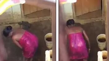Indian Woman Unaware of Friend Filming Her X-Rated Shower Moment