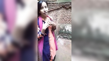 Adorable Desi Cutie Flashes Curious Friend Her Alluring Tits in Public
