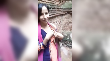 Adorable Desi Cutie Flashes Curious Friend Her Alluring Tits in Public