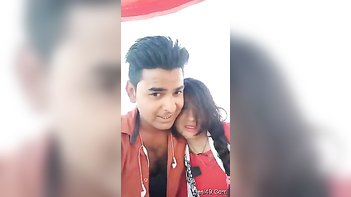 Handsome Young Man Gently Grazes Indian Woman's Perfect Breasts Through Red Dress