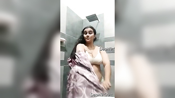 Desi Beauty Flaunts Her Natural Curves In Sexy Shower Strip Tease