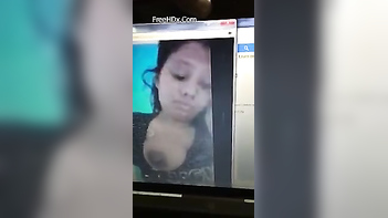 Desi Gal Reluctantly Flashes BF Her Medium-Sized Tits During Video Chat