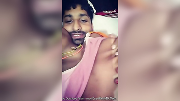 Indian Woman Reveals Her Full Xxx Breasts to Partner Who Touches Them