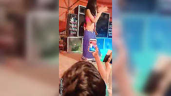 Two Svelte Desi Teens Enticingly Dance at XXX Performance Under Tent Roof