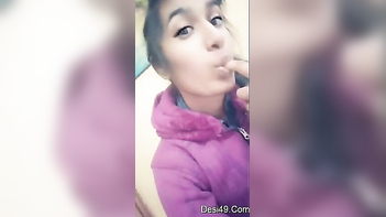 Indian Babe Shows Off Her Horny Side Sucking Finger, Exposing Juicy Ass