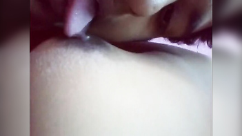 Desi Chick With Juicy Natural Titties Moans Loud as Dude Eats Her Nipples