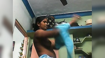 Indian Tamil Aunty Shows Off Her Juicy Tits To Owner’s horny Son