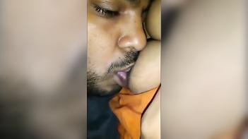 Desi Dude Skillfully Licks and Sucks His Girlfriend’s Juicy Nipples Like a Pro