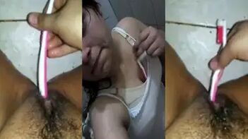 Pakistani Babe Rubs Her Pussy Raw with a Toothbrush in Masturbation Vid.