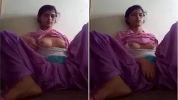 Indian Teen Masturbates Intensely While Keeping Purple Outfit On
