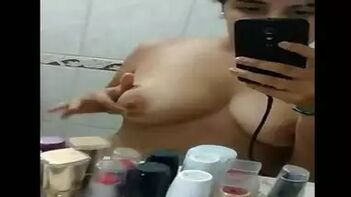 Desi Chick Masturbates and Touches Her Juicy Tits in Front of the Mirror