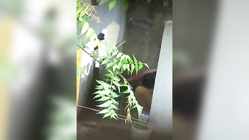 Sneaky Teen Catches Indian Neighbor Washing Her Pussy Outdoors Post-Fuck Session