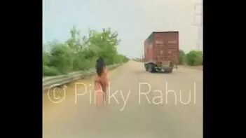 Pinky Strutting Naked On Indian Highways, Bold and Brazen As Fuck