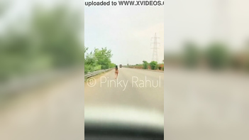 Pinky Strutting Naked On Indian Highways, Bold and Brazen As Fuck