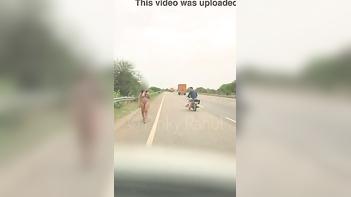 Pinky Strutting Naked On Indian Highways, Bold and Brazen As Fuck
