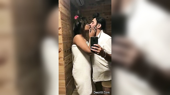 Man Catches Himself Kissing Indian Babe, Grope Her Tight XXX Ass On Phone Cam