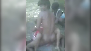 Neighbor Aunty Gangbanged Outdoors, Wild Village Sex Tape Caught On Camera