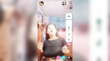 Chick in Clingy Black Top Shows Off Her Titties and Pussy