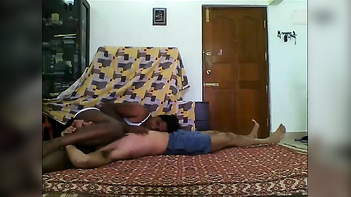 Busty Tanned Desi Babe Fucks Hubby Hard on Floor, Wild Chudai Action Non-Stop.